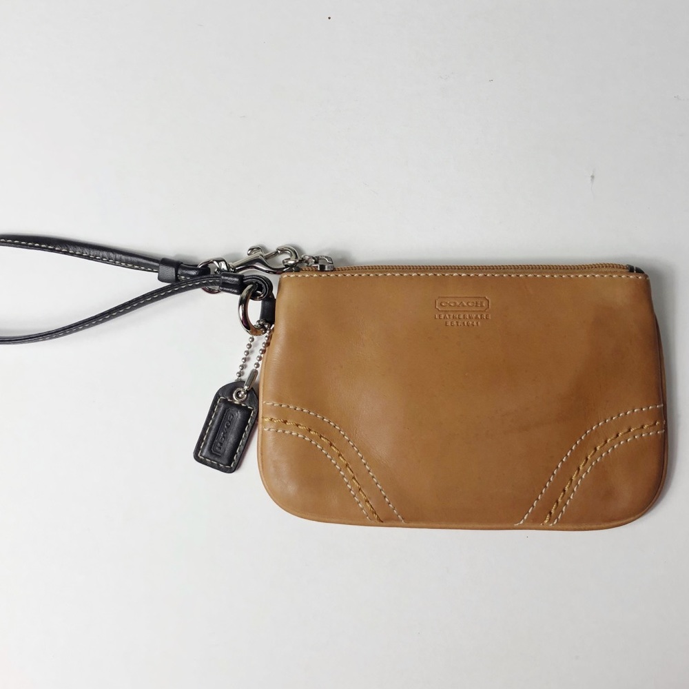 Coach Tan Leather Mini Wristlet